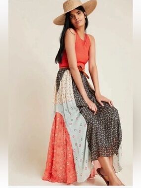 Women’s VERB PALLAVI SINGHEE Margo Maxi Patchwork Boho Skirt-Sz 14